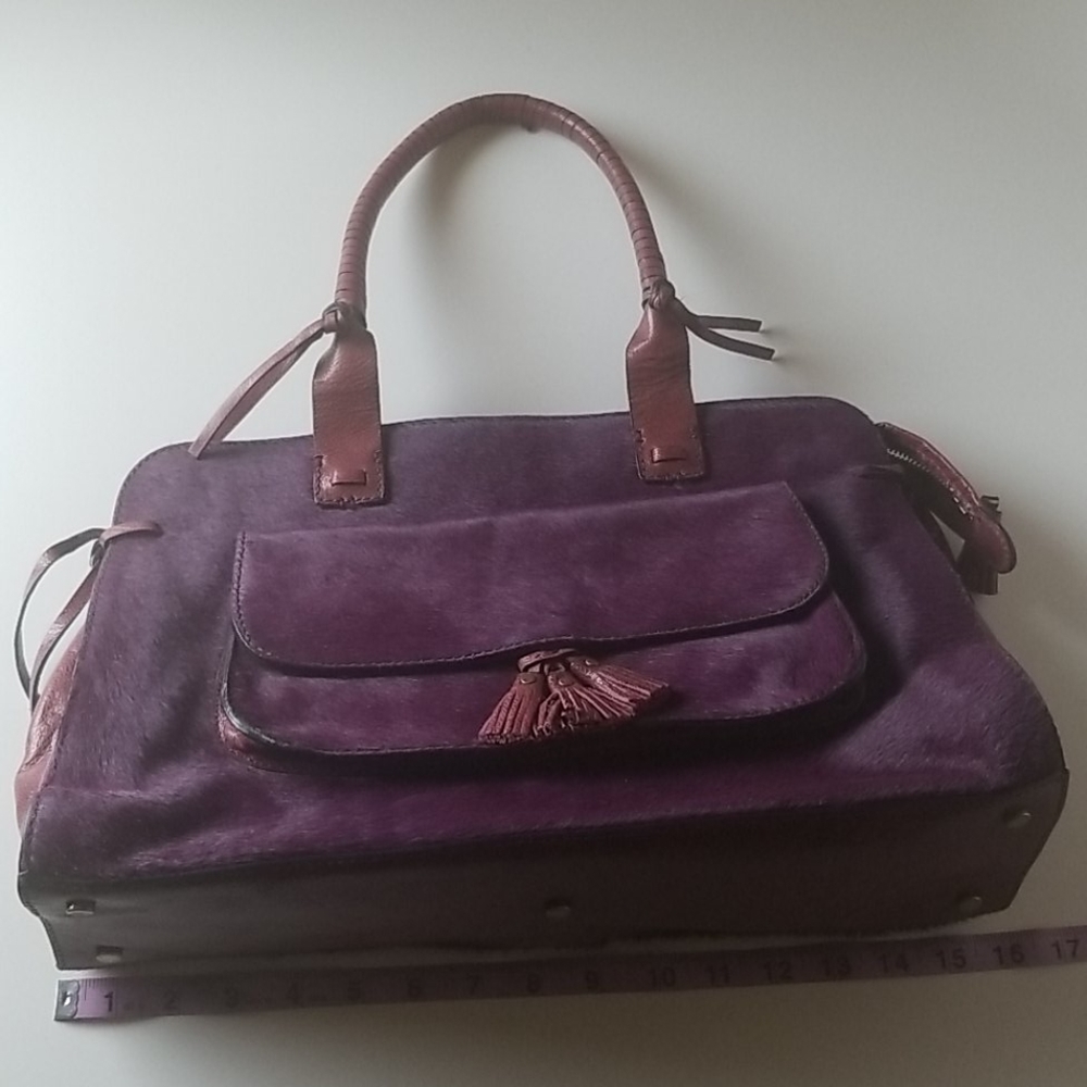 PURPLE Fur Antonia Melani Handbag